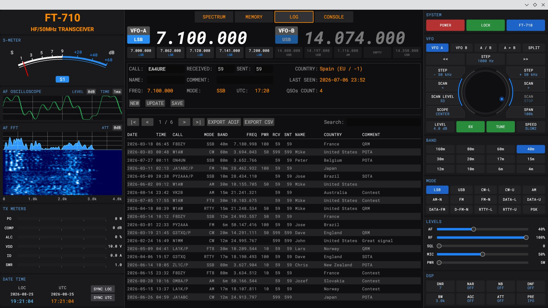 FT-710 CAT Log View